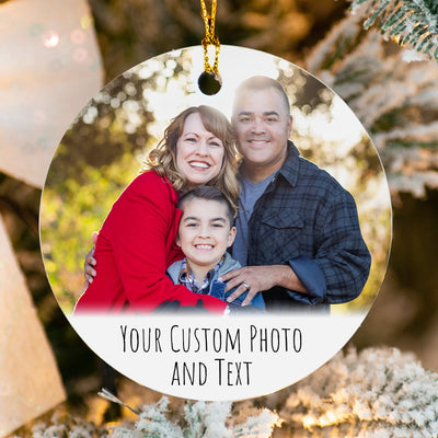 Personalized Photo Christmas Ornament / Custom Picture & Text