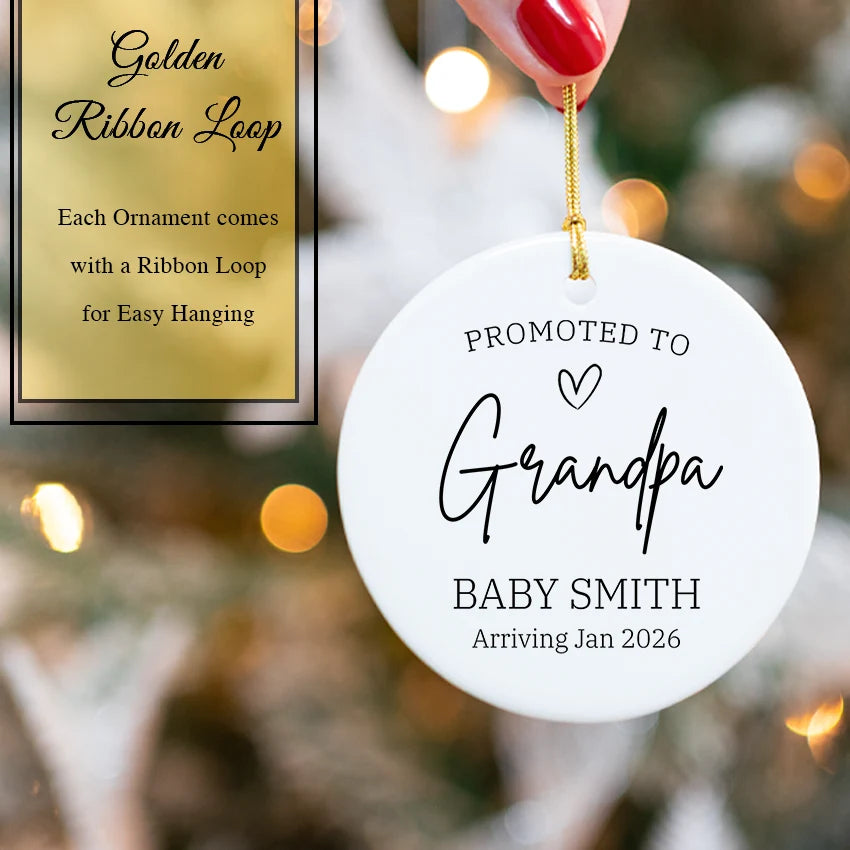 Personalized Promoted to Grandpa Christmas Ornament 2025