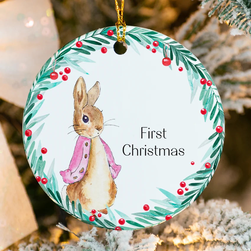Personalized Baby’s First Christmas Bunny Ornament 2025