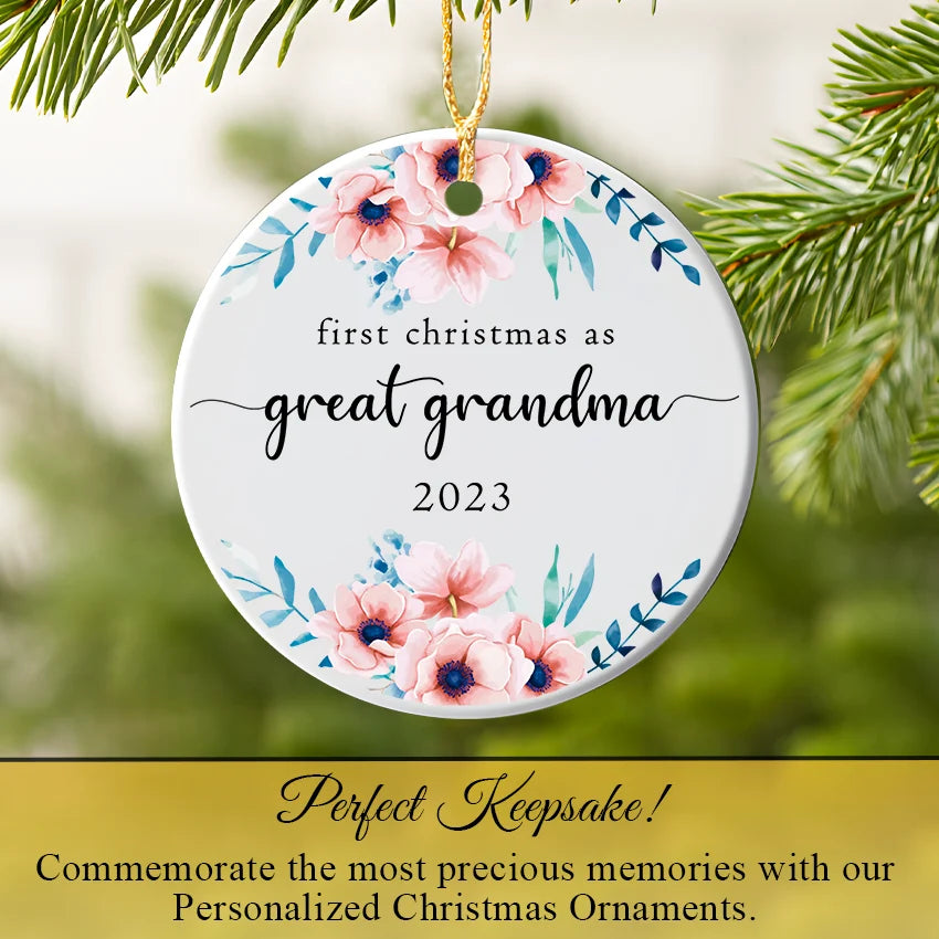 First Christmas as Great Grandma Christmas Ornament