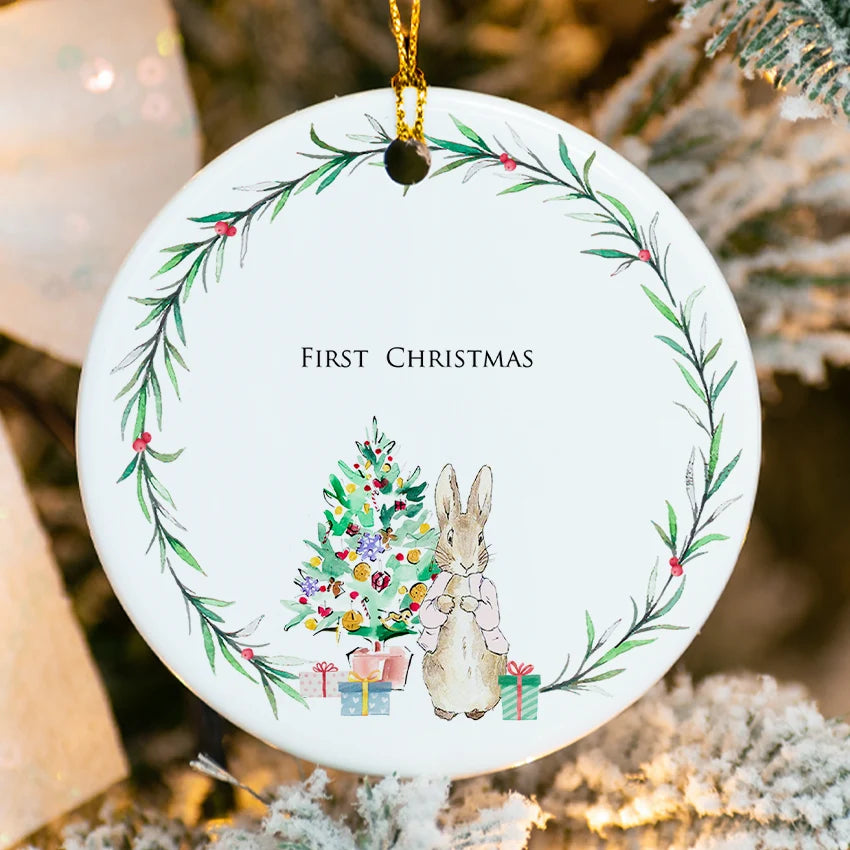 Personalized Baby’s First Christmas Bunny Ornament 2025