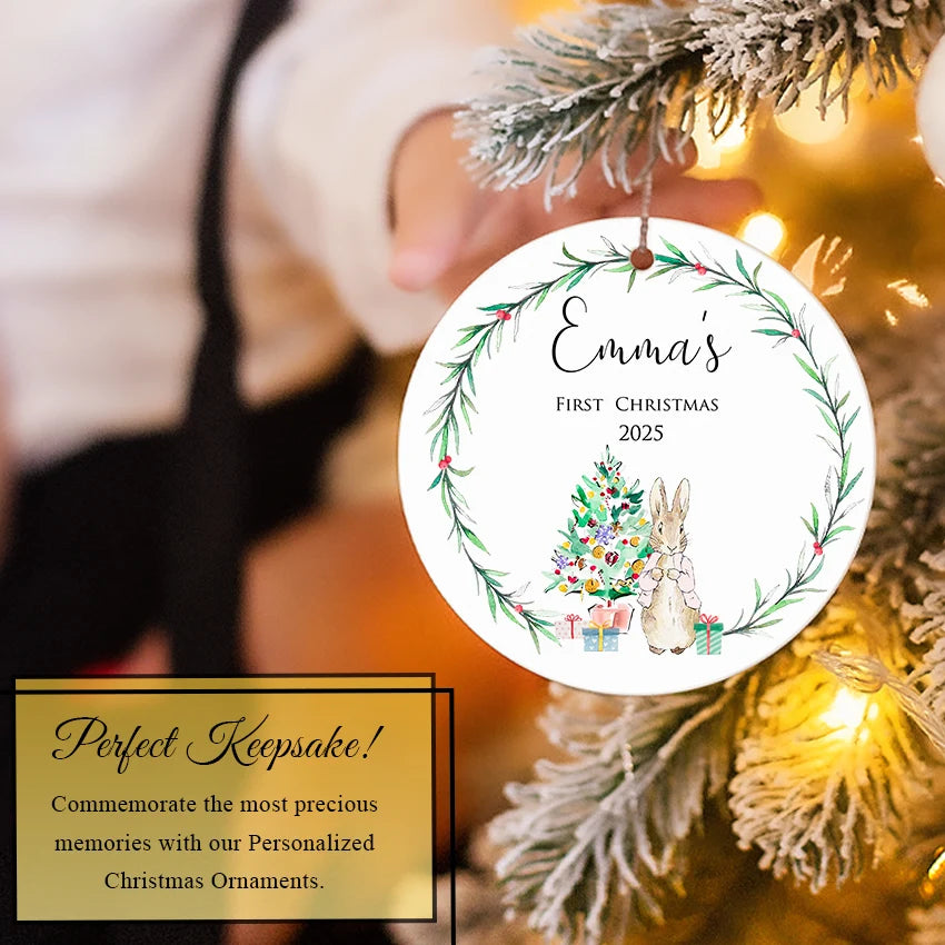 Personalized Baby’s First Christmas Bunny Ornament 2025