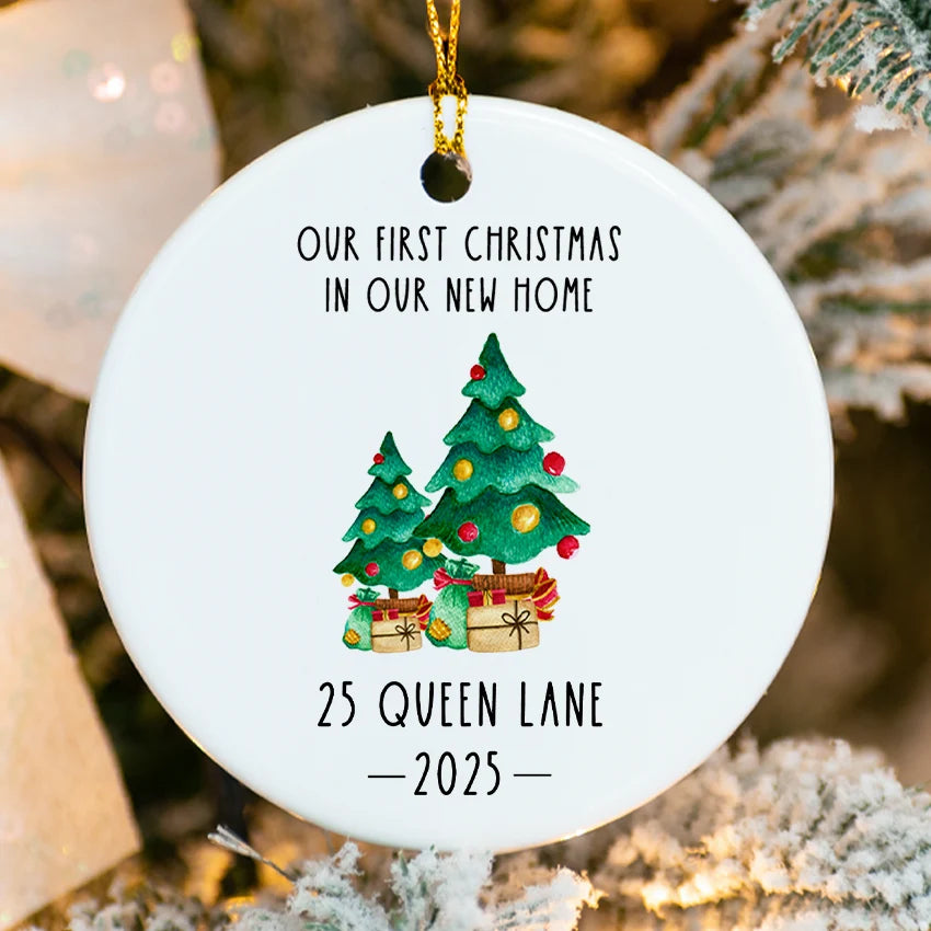 Personalized New Home Ornament - Christmas Tree 2025 close up