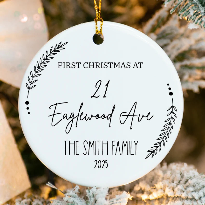 Personalized First Christmas at New Home Ornament 2025