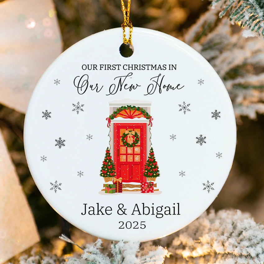 Personalized New Home Ornament - Christmas Door 2025