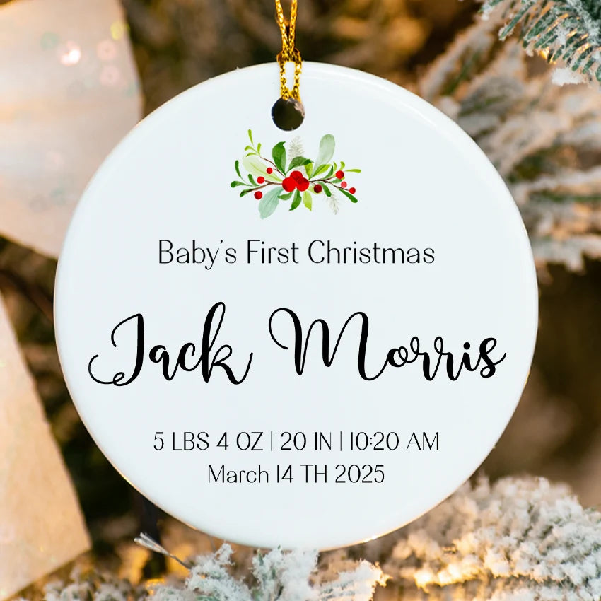 Custom Baby's First Christmas Birth Stats Ornament