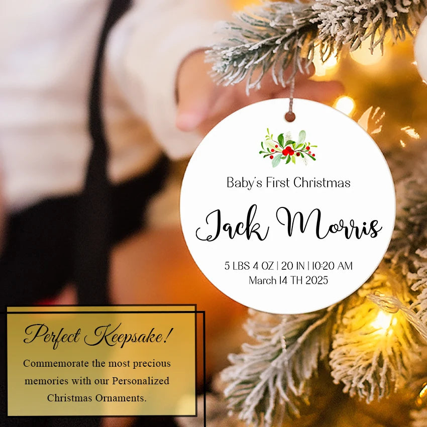 Custom Baby's First Christmas Birth Stats Ornament