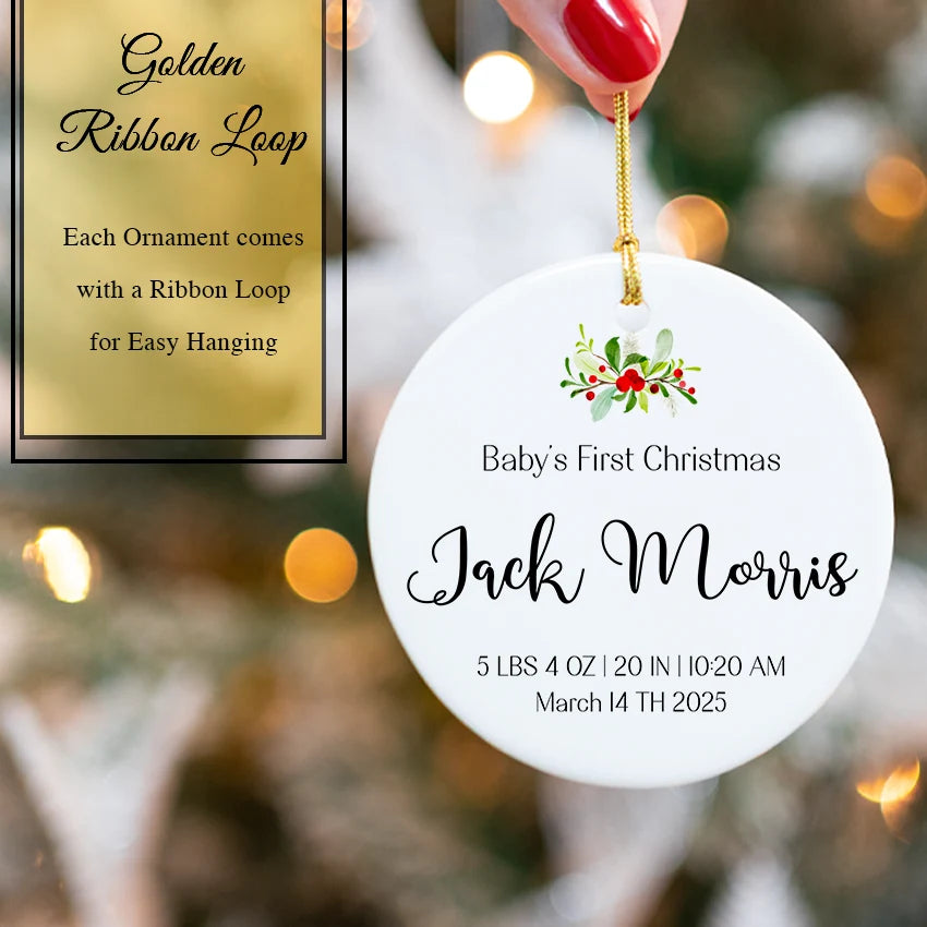 Custom Baby's First Christmas Birth Stats Ornament