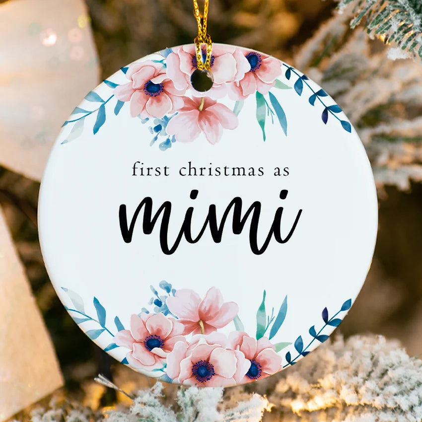 Custom First Christmas as Mimi Grandmother Ornament 2025