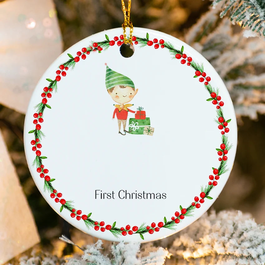 Personalized Baby's First Xmas Tree Ornament - 2025 close up