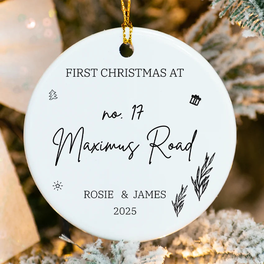 Personalized New Home Christmas Ornament – Address & Name 2025