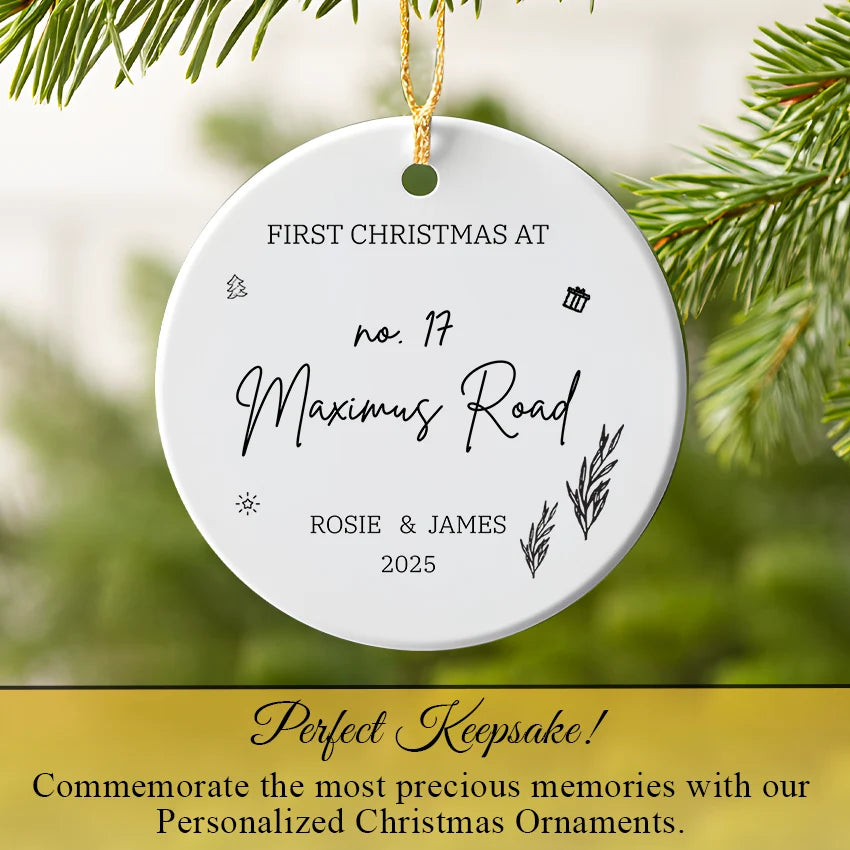 Personalized New Home Christmas Ornament – Address & Name 2025 perfect keepsake close up