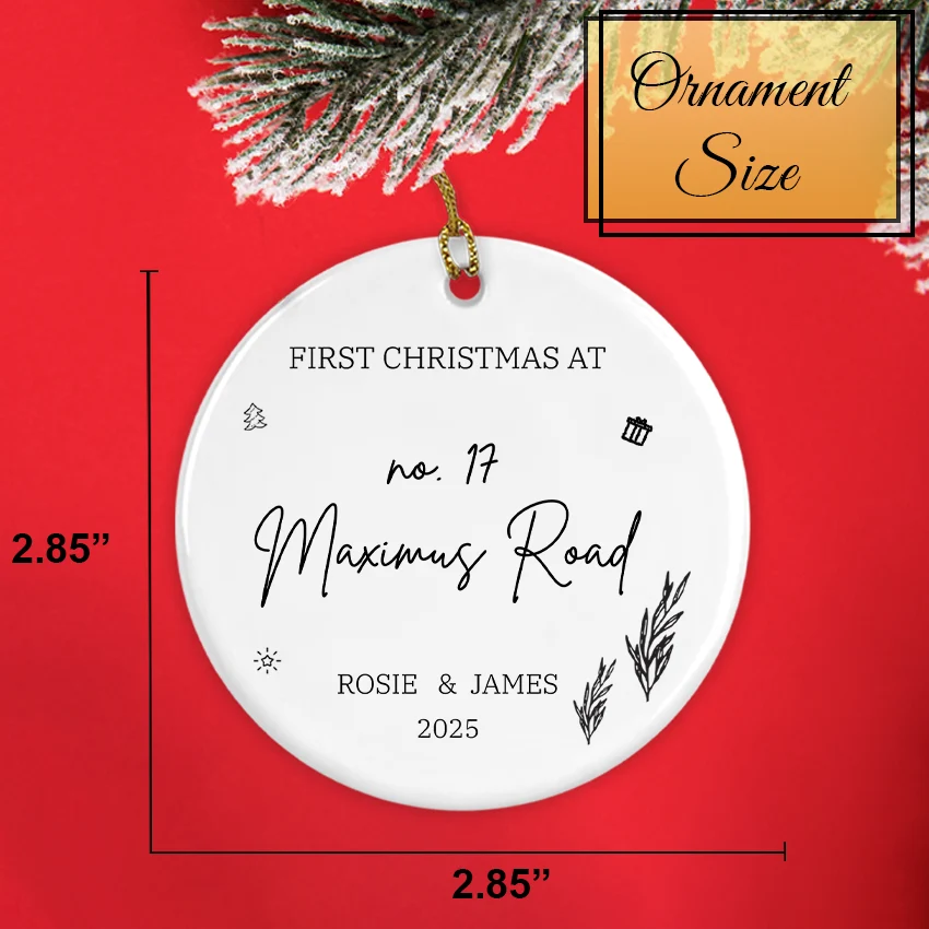 Personalized New Home Christmas Ornament – Address & Name 2025 ornament size 2.85 2.85 inches