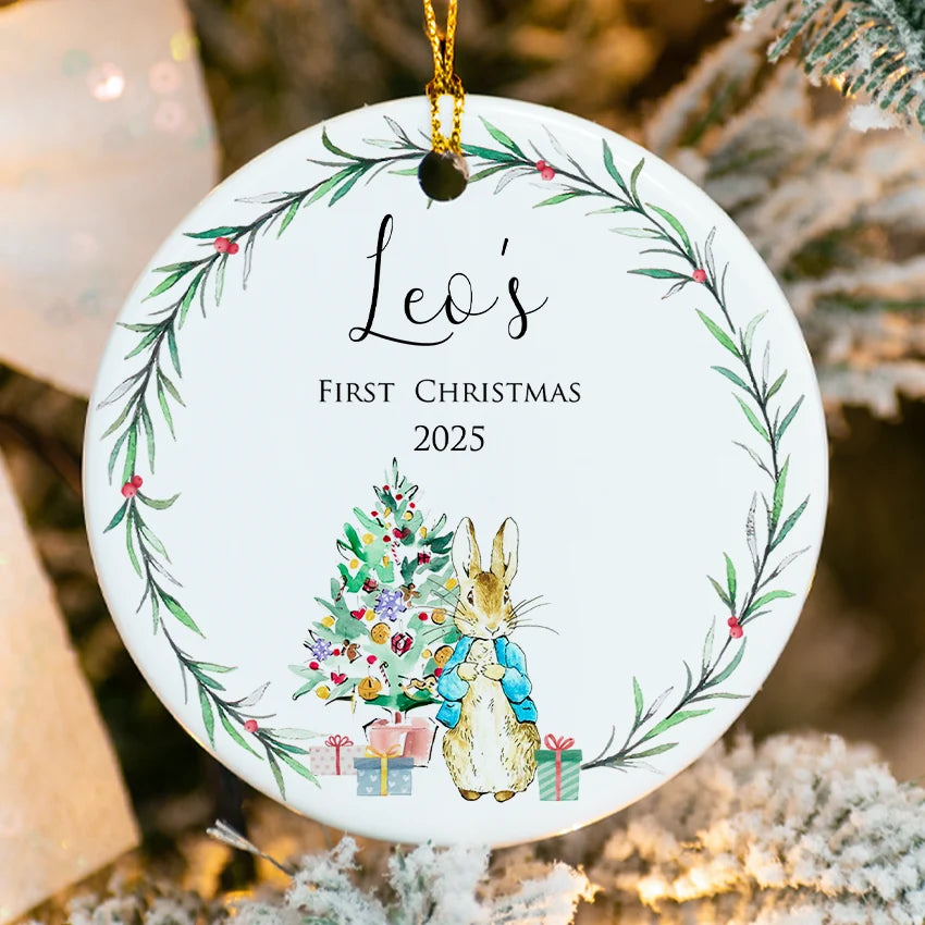 Personalized Bunny Boy ornament with Bunny design, custom name & 2025