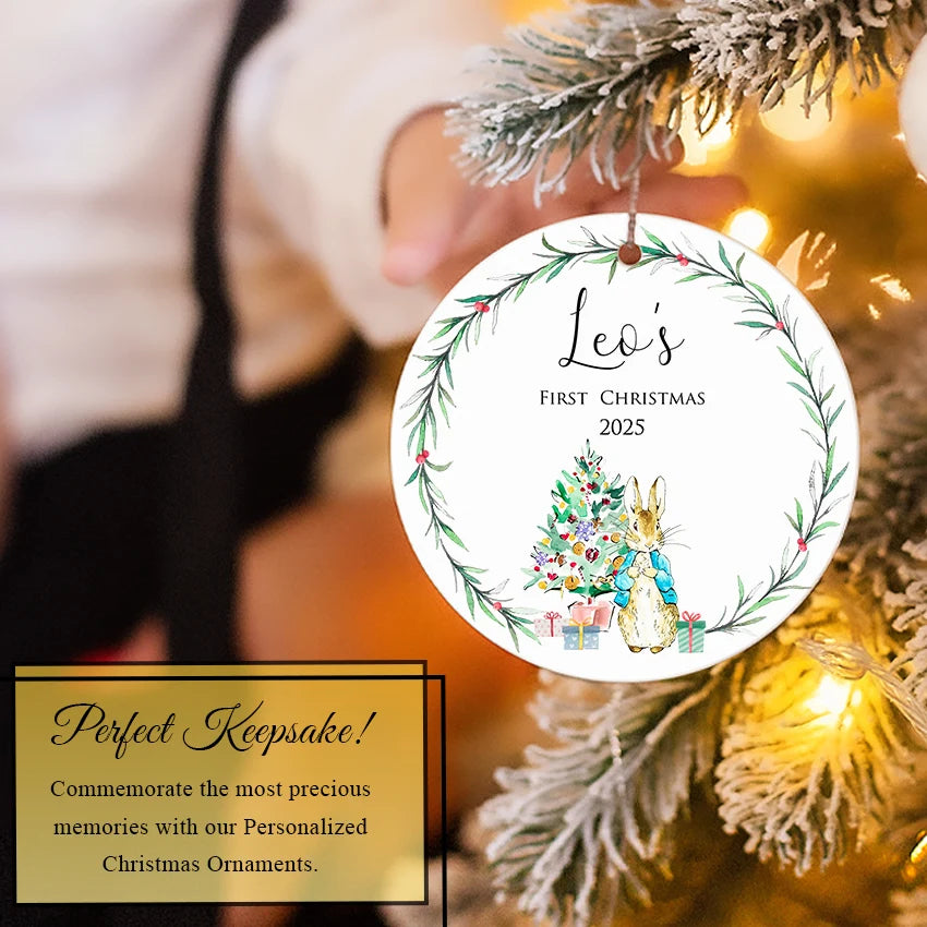 Custom Baby's First Christmas Bunny Ornament 2025