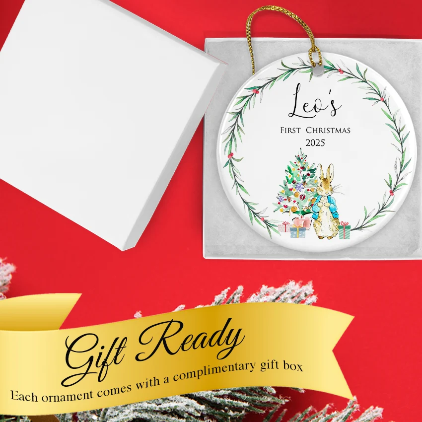Custom Baby's First Christmas Bunny Ornament 2025