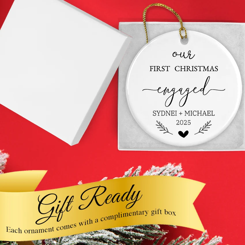Personalized Our 1st Christmas Engagement Ornament 2025