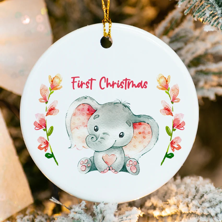 Customize Baby's First Christmas Elephant Ornament 2025