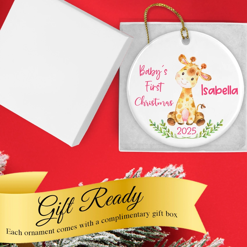 Personalized Baby’s First Christmas Giraffe Ornament 2025