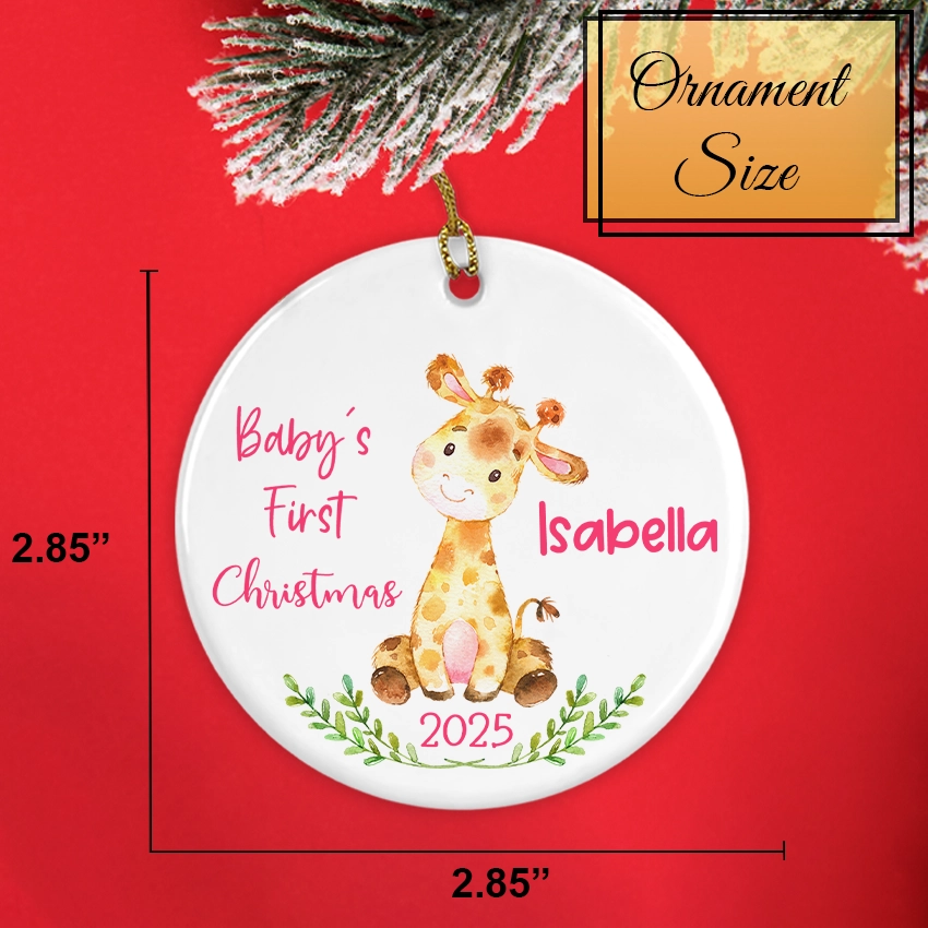 Personalized Baby’s First Christmas Giraffe Ornament 2025