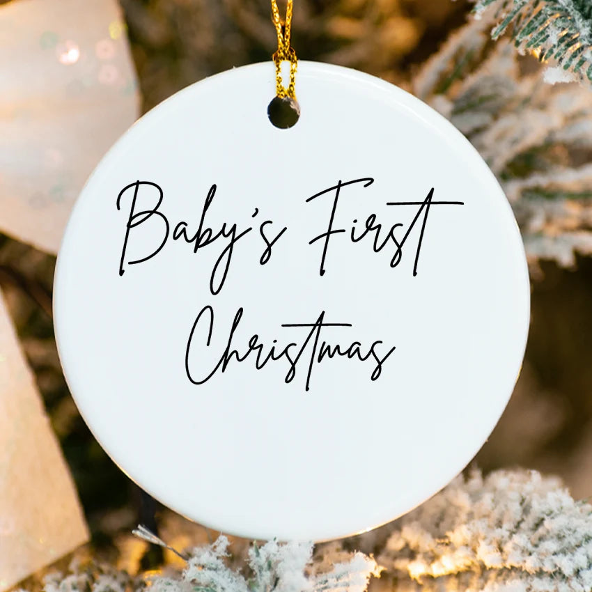 Custom Baby's First Christmas Xmas Tree Ornament 2025