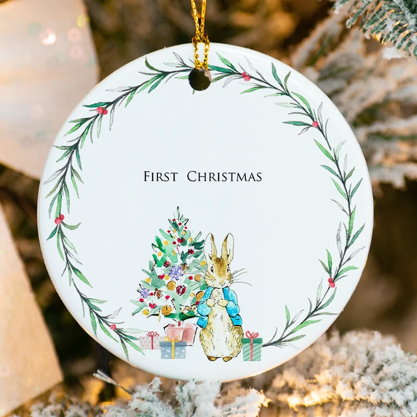 Custom Baby's First Christmas Bunny Ornament 2025
