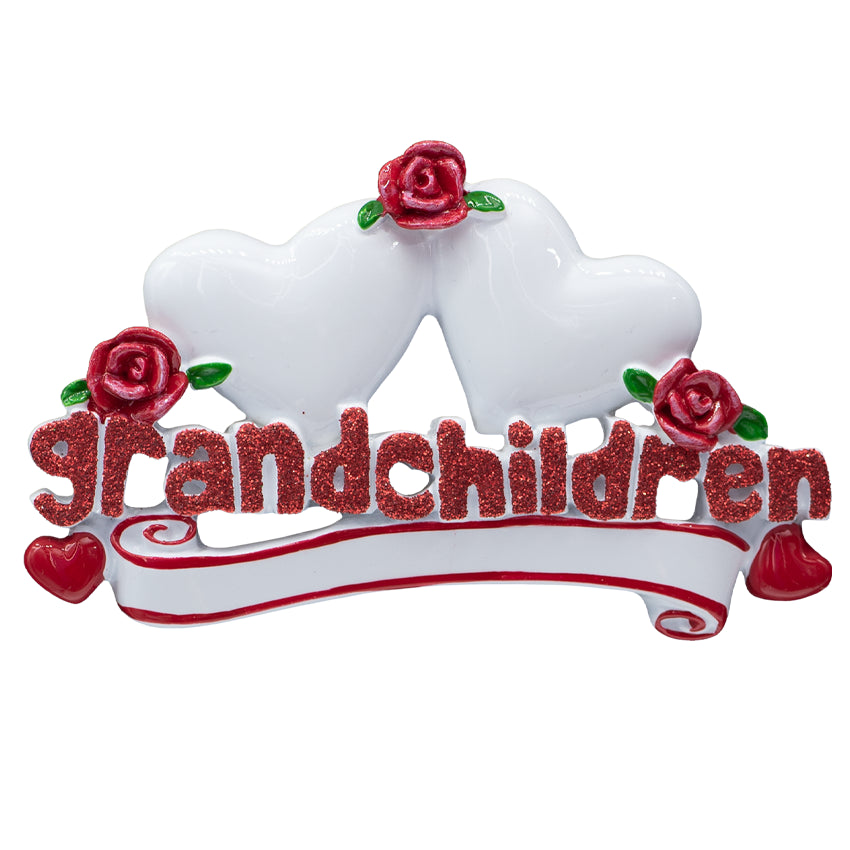 Personalized Grandchildren Christmas Ornament with 2 Hearts