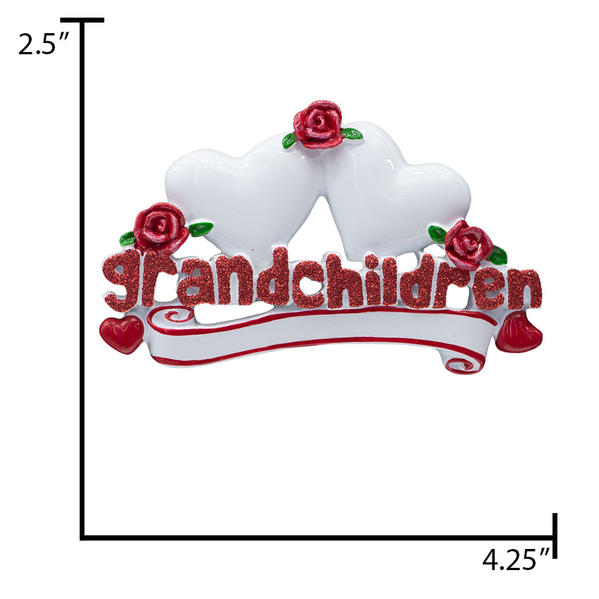 Personalized Grandchildren Christmas Ornament with 2 Hearts