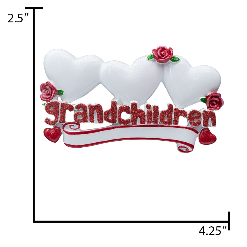 Personalized Grandchildren with 3 Hearts Christmas Ornament