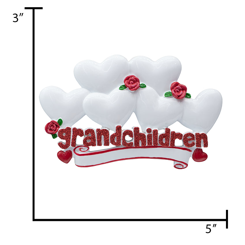 Personalized Grandchildren with 6 Hearts Christmas Ornament