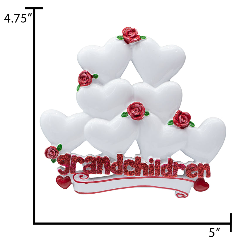 Personalized Grandchildren Christmas Ornament with 8 Hearts