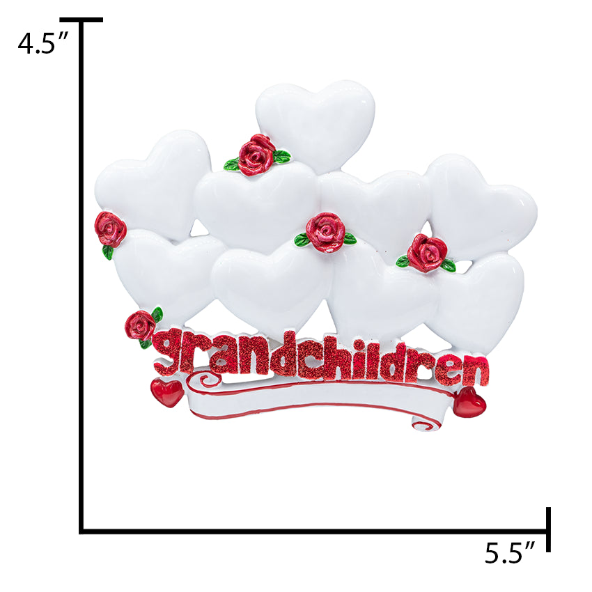 Personalized Grandchildren with 9 Hearts Christmas Ornament