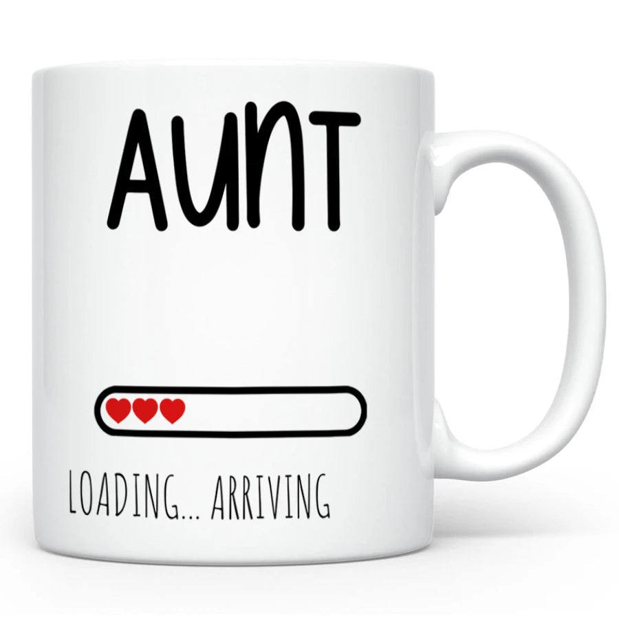 Custom Promoted to Aunt / Auntie Mug with Name, Baby Announcement Gift to Sister