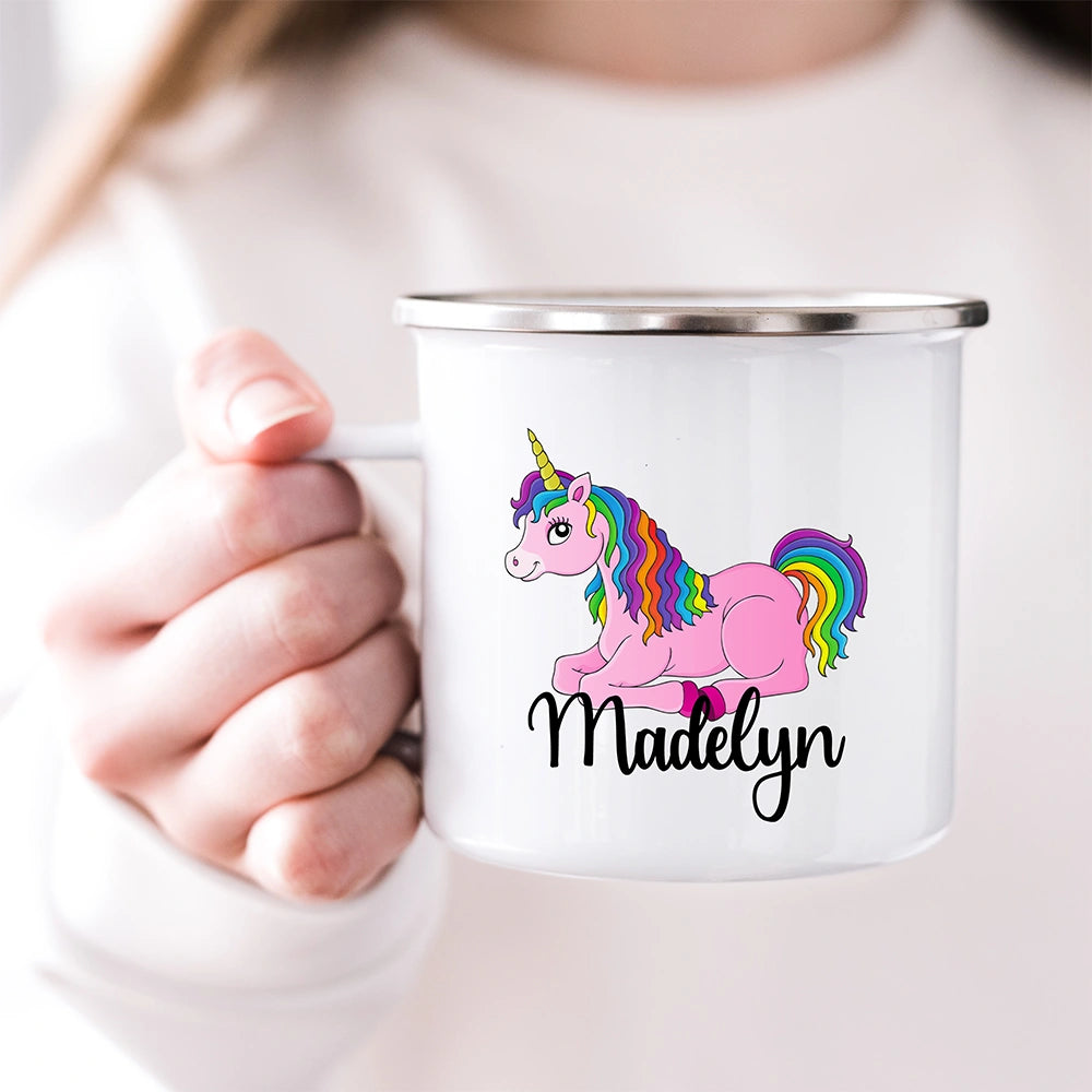Customized kids mug held in a child's hand