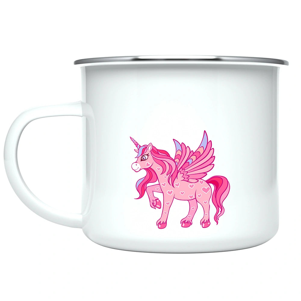 Close-up of unicorn design printed on both sides of the customized kids mug
