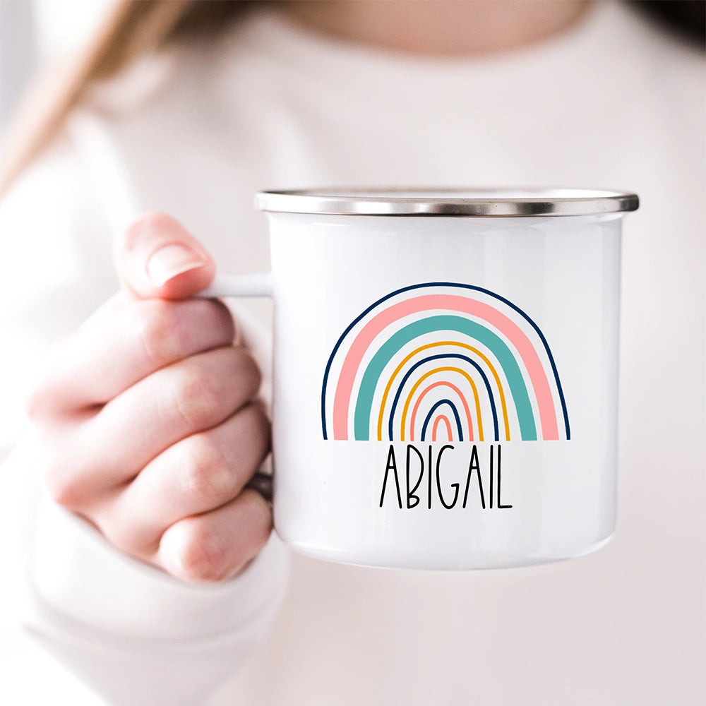 Customized kids mug held in a child's hand