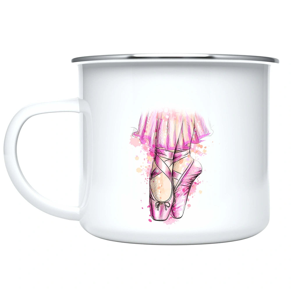Close-up of ballet girl artwork printed on both sides of the personalized child mug