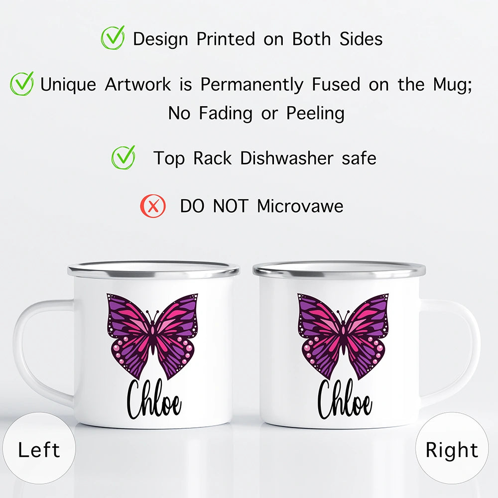 Care instructions graphic for custom kids mug—dishwasher safe top rack recommended