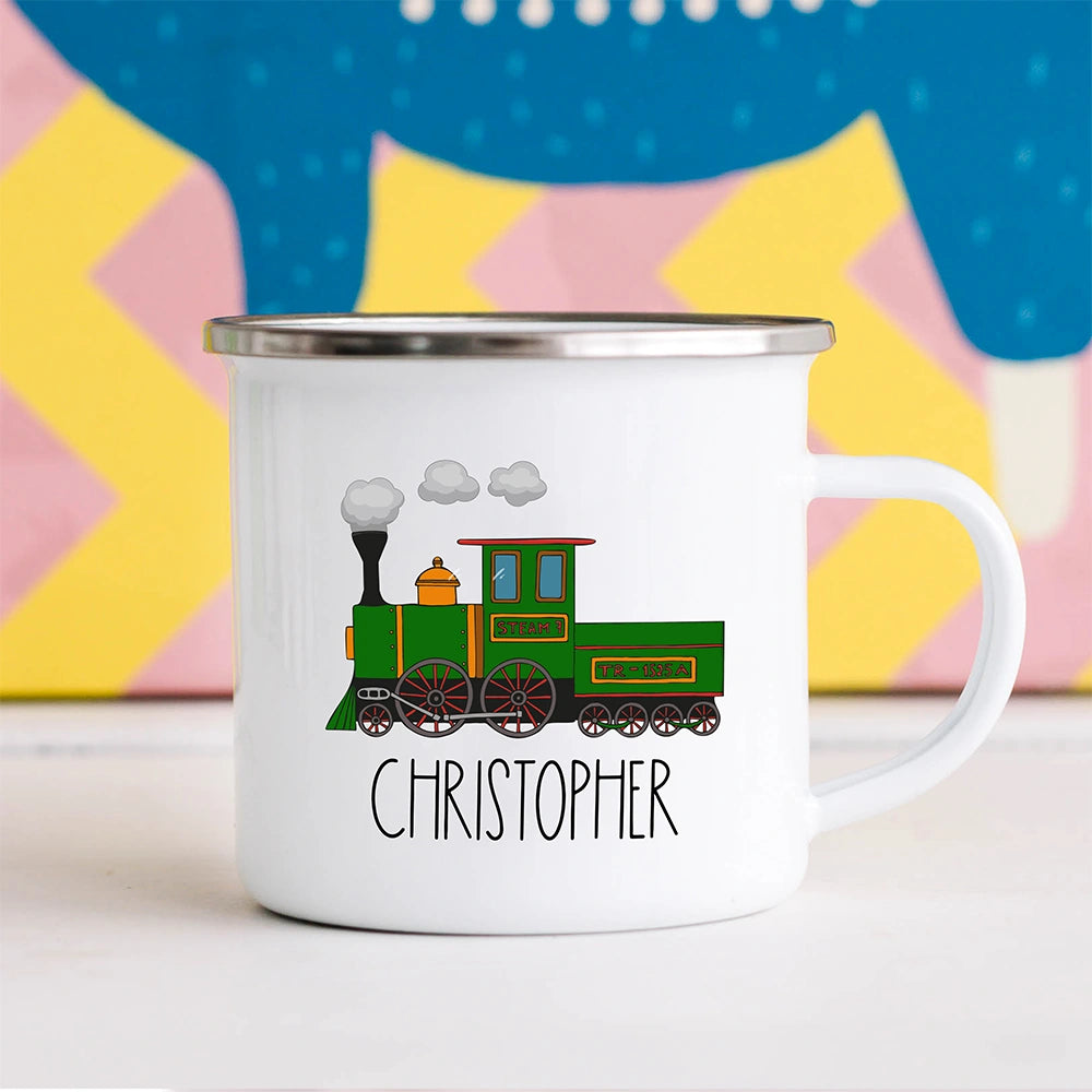 Custom Train Hot Cocoa Kids Mug with personalized name