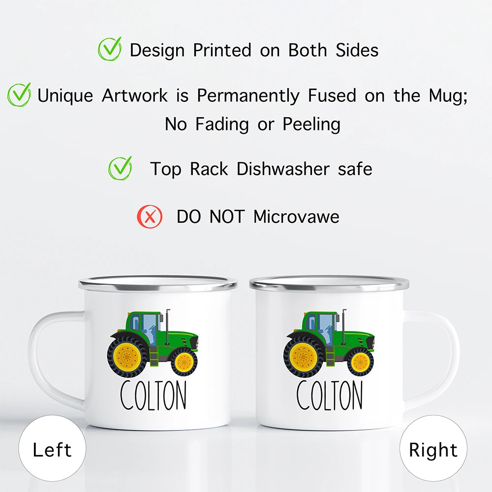 Care instructions for custom kids mug—dishwasher safe top rack recommended