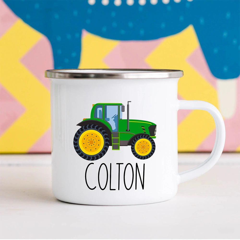 Personalized Tractor Hot Cocoa Kids Mug with custom name – child mug
