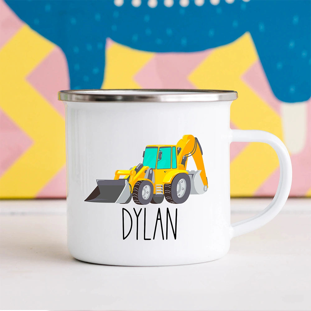 Custom Excavator Hot Cocoa Kids Mug with personalized name – child mug