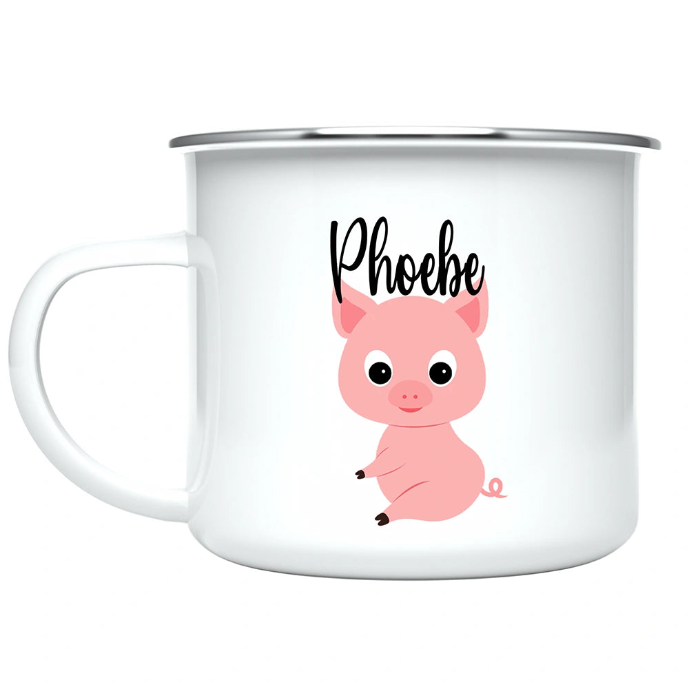Custom Piggy Kids Mug with personalized name