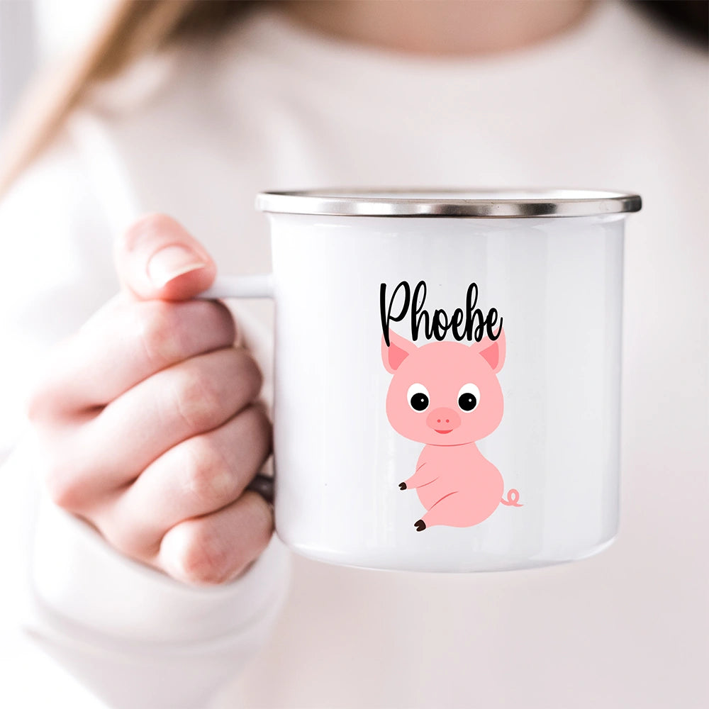 Custom Piggy Kids Mug held in a child's hand