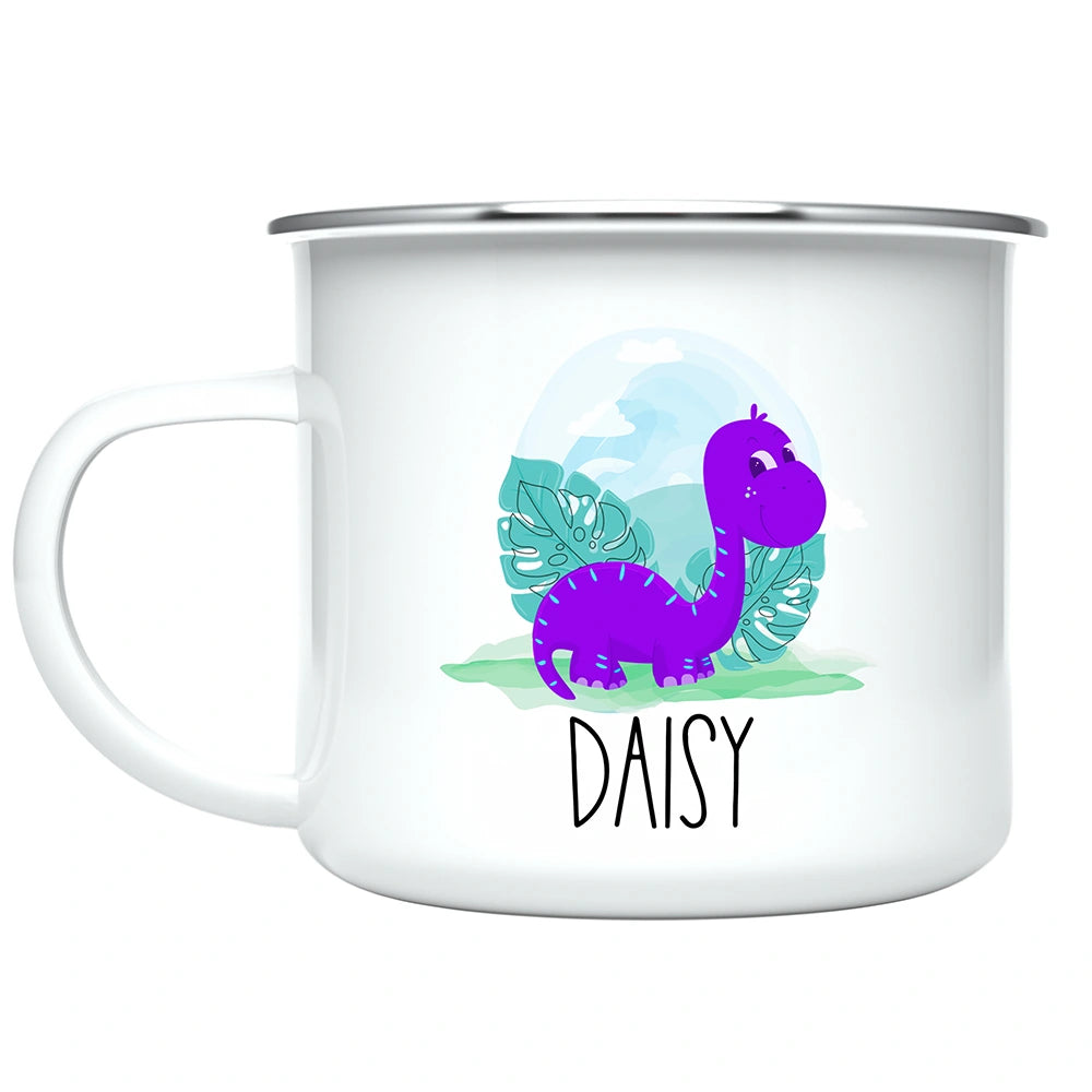 Dino hot chocolate kids mug with custom name – personalized kids mug