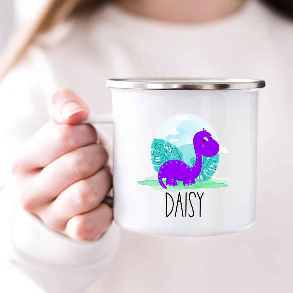 Dino hot chocolate mug held in a child's hand – perfect child mug
