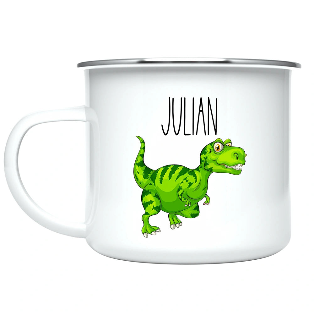 Custom T‑Rex kids mug with personalized name – child mug