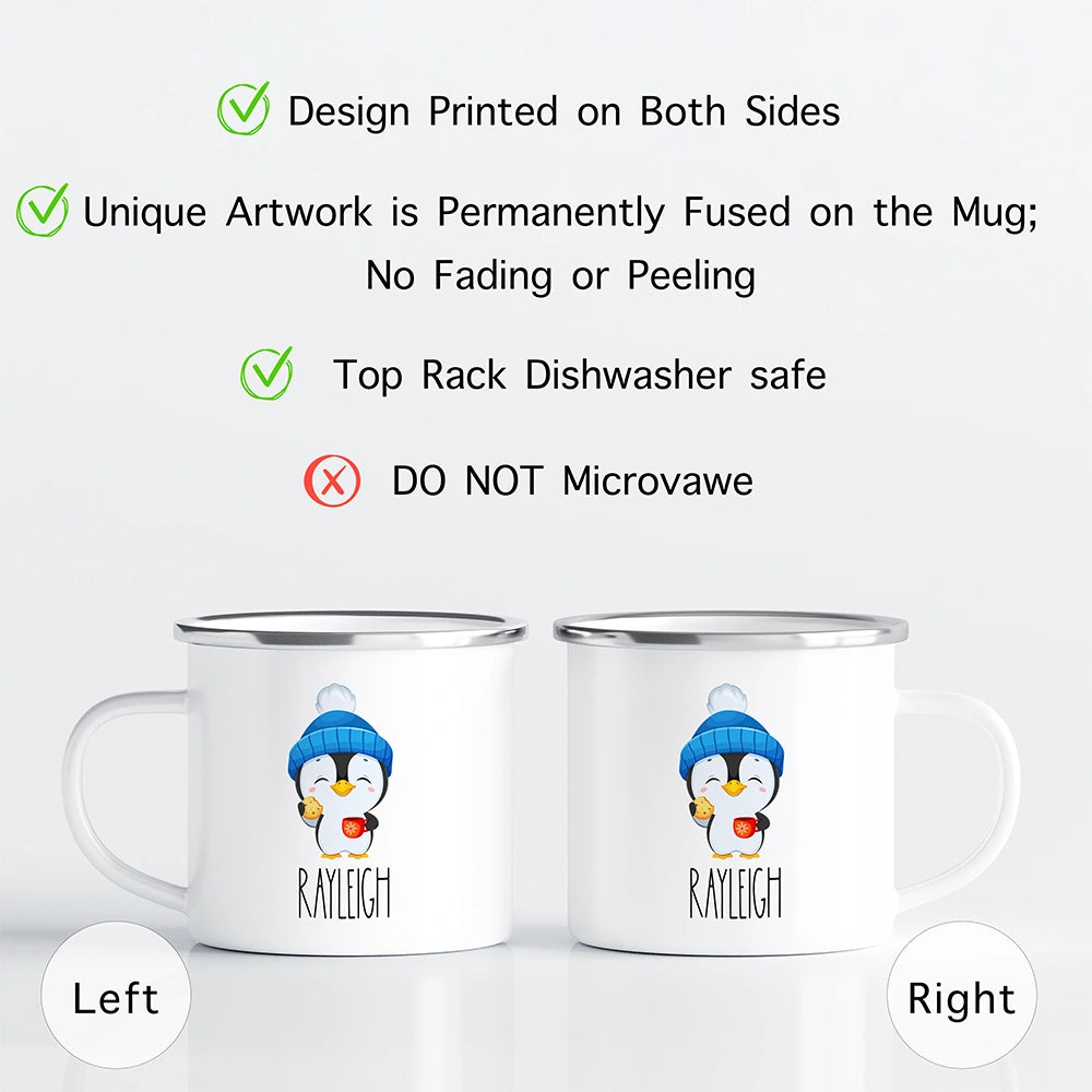 Care instructions graphic for custom kids mug—dishwasher safe top rack recommended