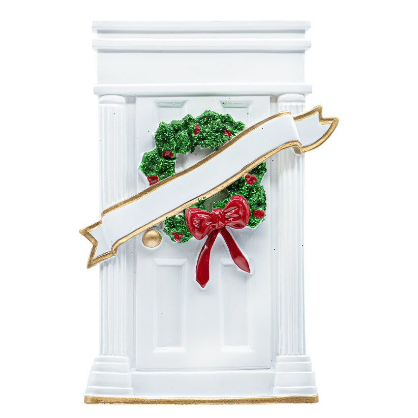 Personalized New Home / White Door Christmas Ornament