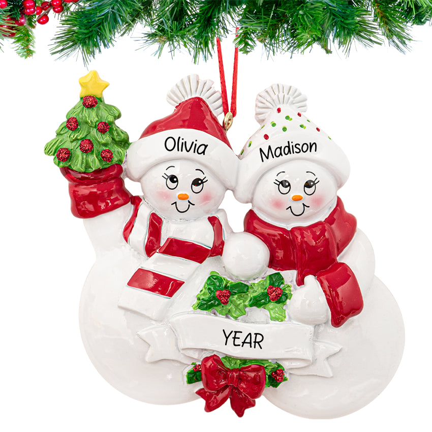 Customized Snowman Family of 3 Christmas Ornament